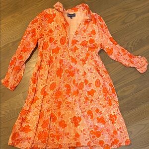Orange Floral Long Sleeve Dress